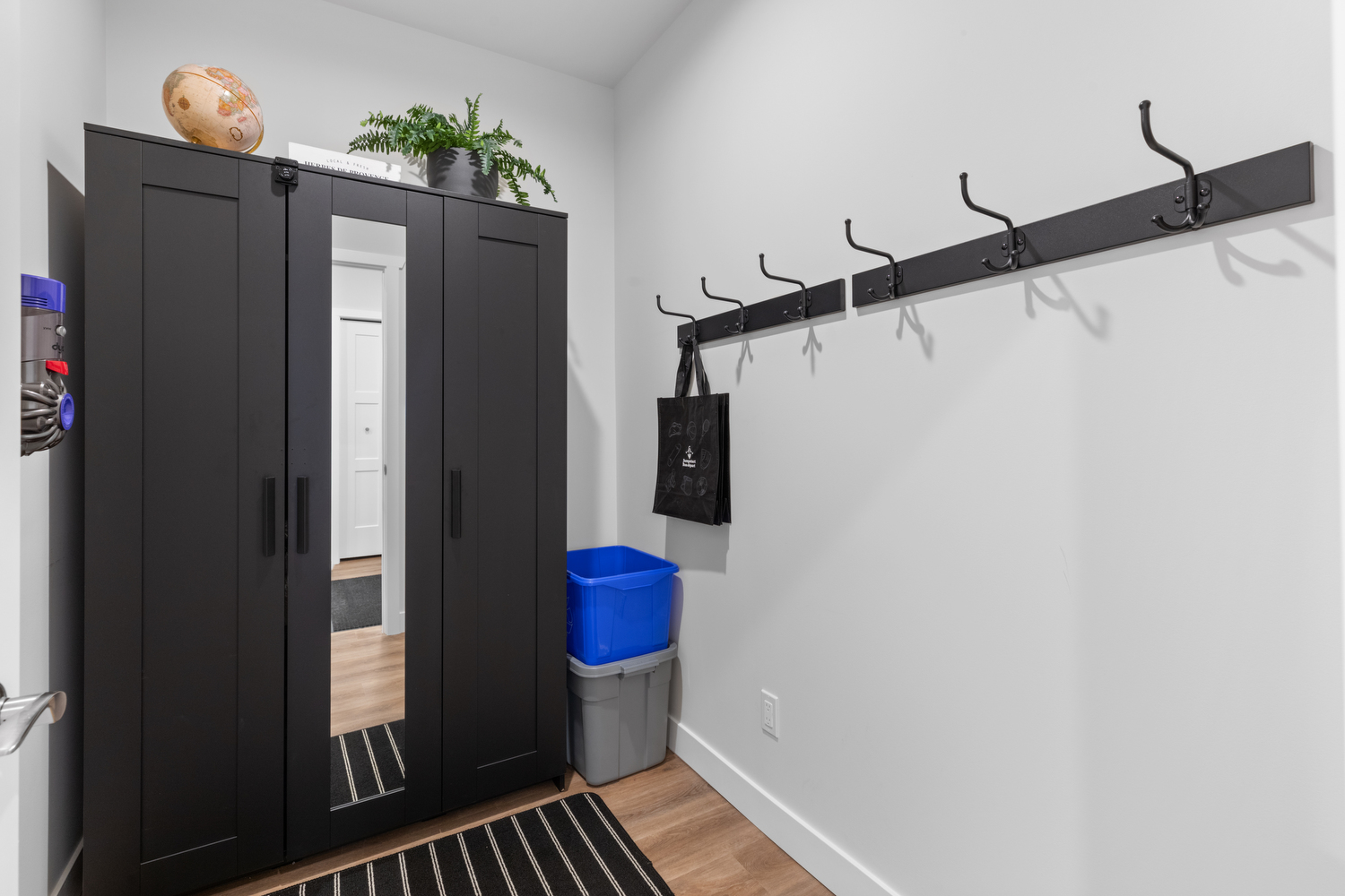 Custom Black Entry Wardrobe and Coat Hooks