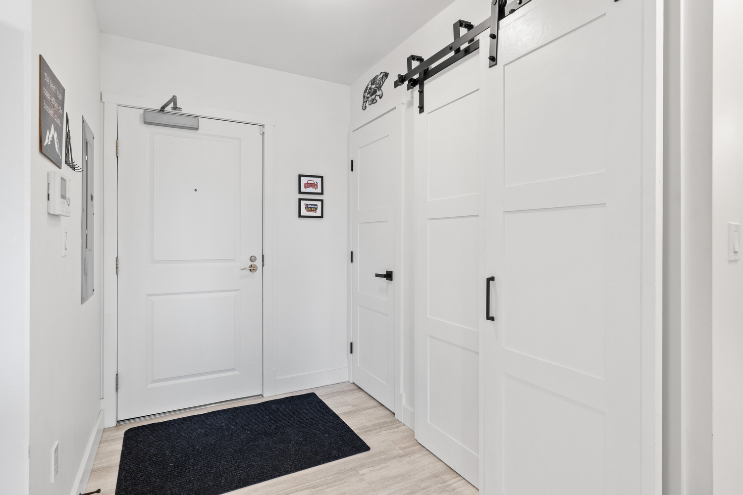 Private Entry Foyer with Sliding Barn Doors